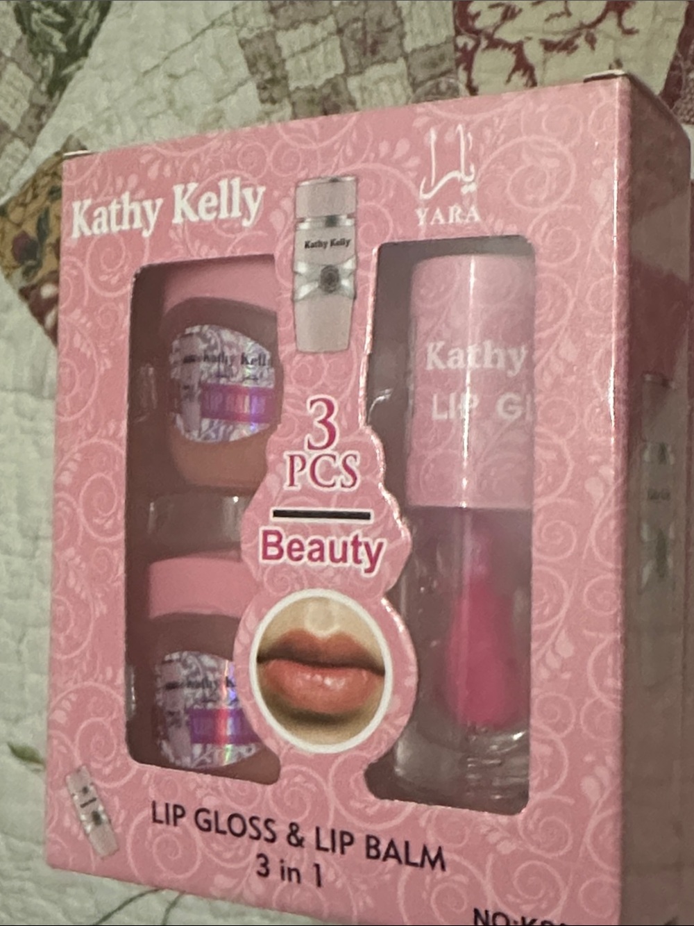 Kathy Kelly Pink Lip Gloss & Lip Balm 3-Piece Set